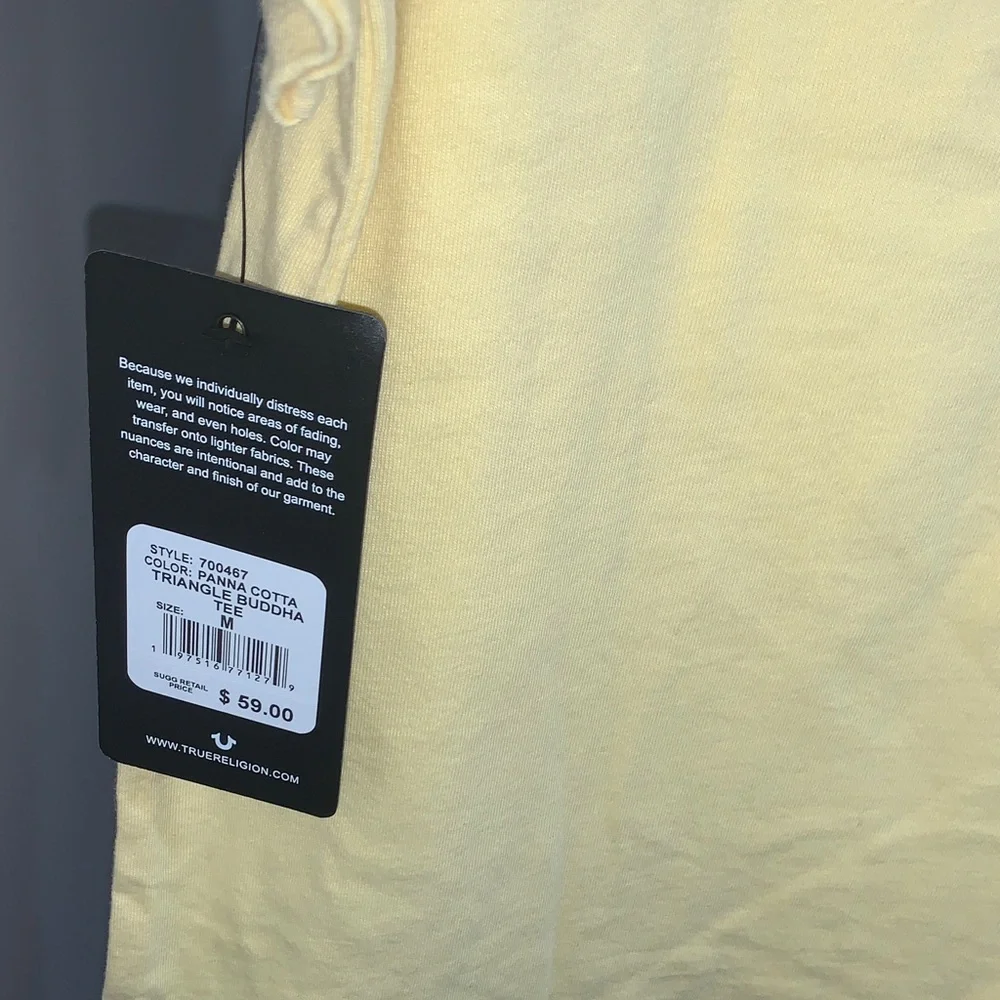 True Religion Light Yellow Men's T-Shirt